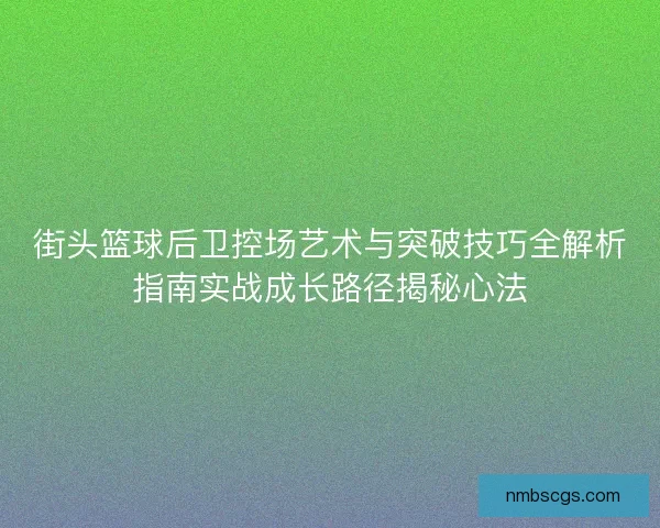 街头篮球后卫控场艺术与突破技巧全解析指南实战成长路径揭秘心法