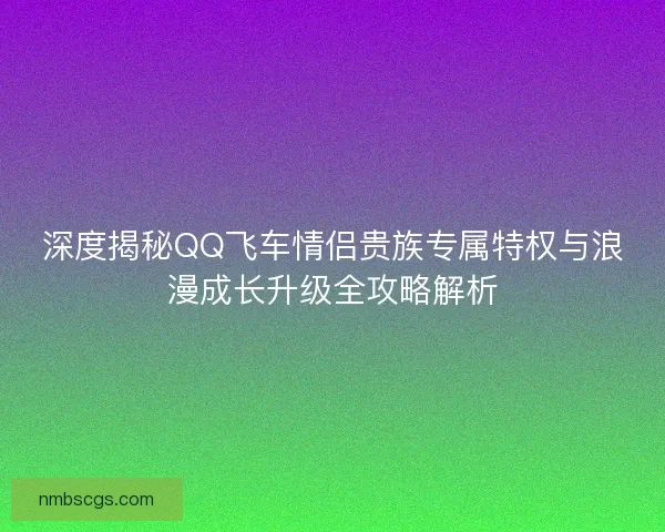 深度揭秘QQ飞车情侣贵族专属特权与浪漫成长升级全攻略解析